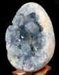 Blue Crystal Filled Celestine (Celestite) Egg - Madagascar #41714-1